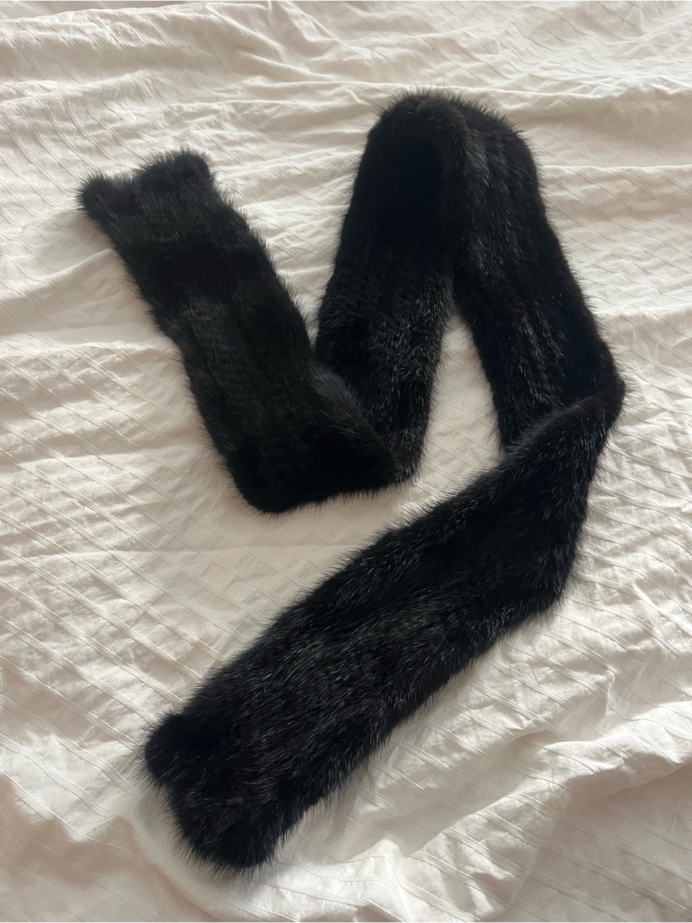 Vintage Black Fur Scarf / stole